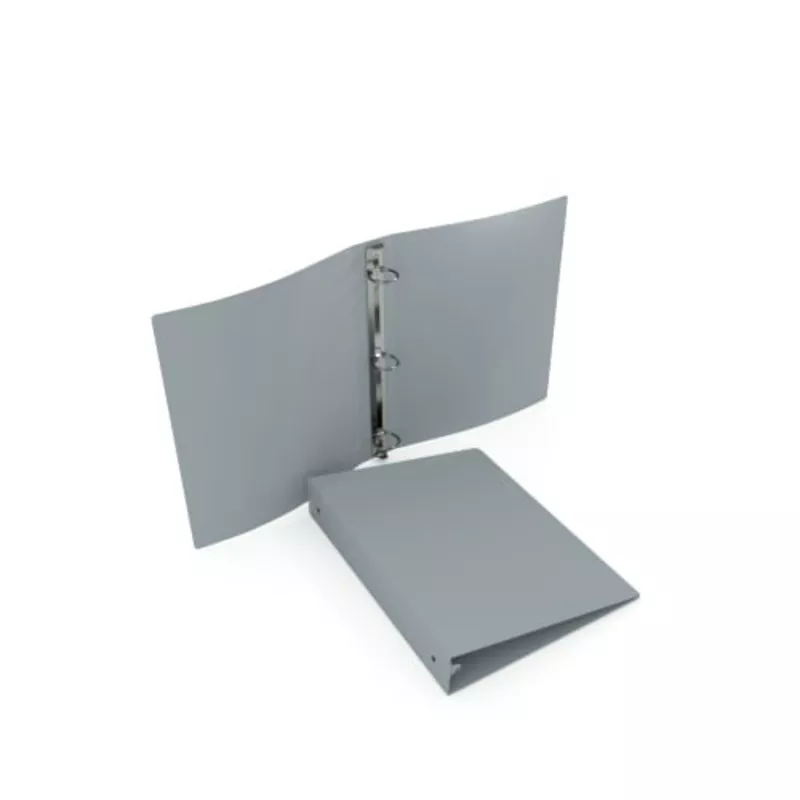 1/2" Gray 55 Gauge 5.5" x 8.5" Poly Round 3-Ring Binders - 100pk