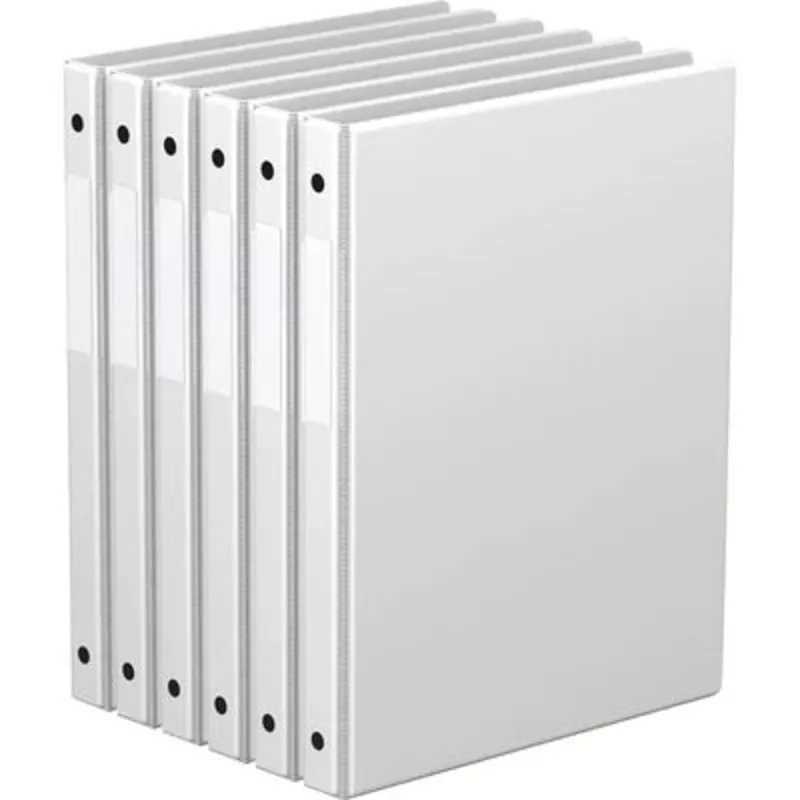 1.5" White Premium Economy Angle D Ring Binders - 6pk