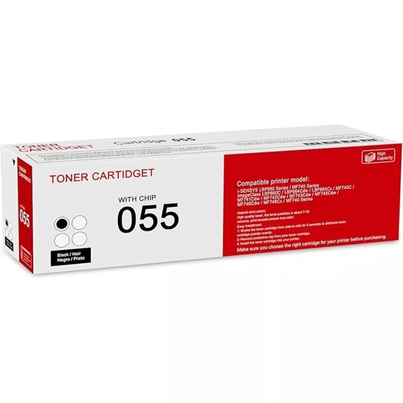 1 Pack 055 3016c001 Black Toner Cartridge: Compatible CRG-055 Replacement for Canon i-SENSYS LBP660 MF740 Series ImageClass LBP660C LBP664Cdw LBP664Cx MF740C MF741Cdw MF743Cdw MF746Cdw Series Printer