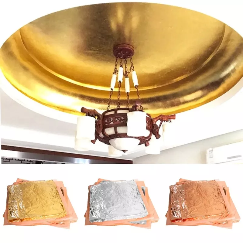 10,000pcs/box Gold Foil Without Interpaper 16cm Foil Sheets Gilding Copper Leaf for Art Crafts Gilded Home Decoration Linerless gold 10000pcs