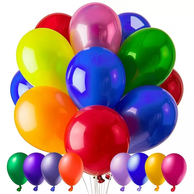 100 Pack 12 Inch Latex Balloons, 10 Assorted Rainbow Colors for Birthday, Baby Shower, Wedding and Party Decor