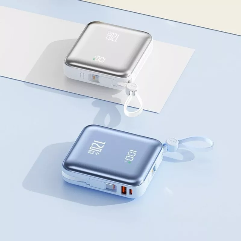 Compact power bank with state-of-the-art quick charging function and digital display Bowlift Blue