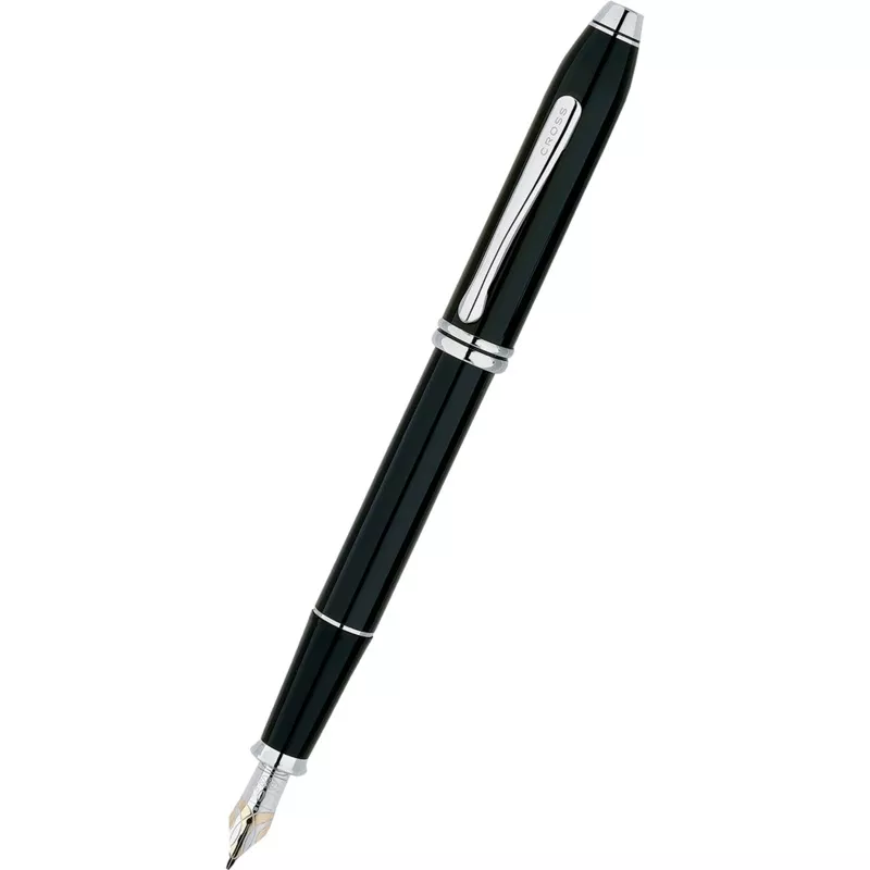 Cross Townsend Fountain Pen - Black Lacquer - Rhodium Trim