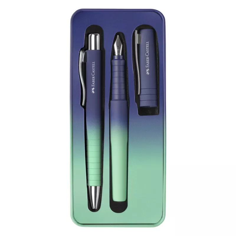 Faber-Castell Poly Ball Fountain Pen and Ballpoint Set Buzzing Blue