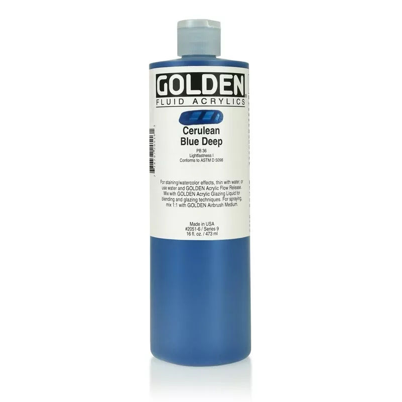 Golden Fluid Acrylic 473ml Cerulean Blue Deep