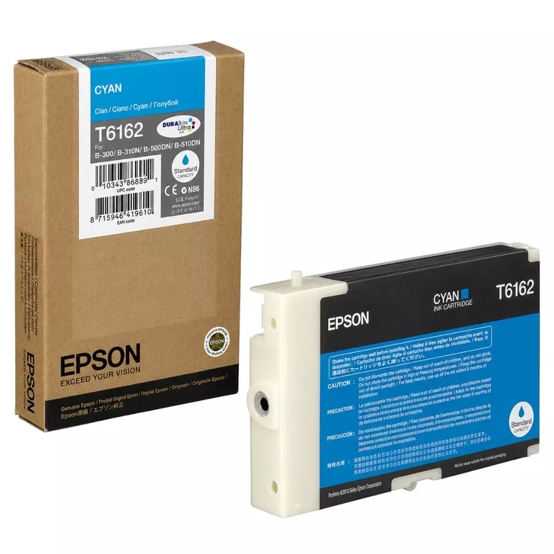 Original Epson T6162 Standard-Yield Cyan Ink Cartridge, C13T616200