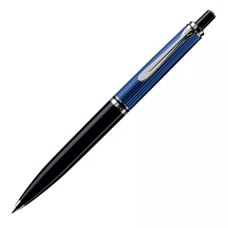Pelikan Souveran K405 Ballpoint Pen - Black Blue Chrome Trim