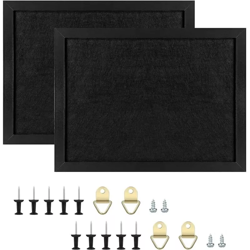 TORASO Cork Board Bulletin Board, 13" X 17" Cork Boards for Walls with Pins, Eye Bolts, gaskets, Screws, Pin Board for Office, School and Home (BK,33 * 43cm,2P)