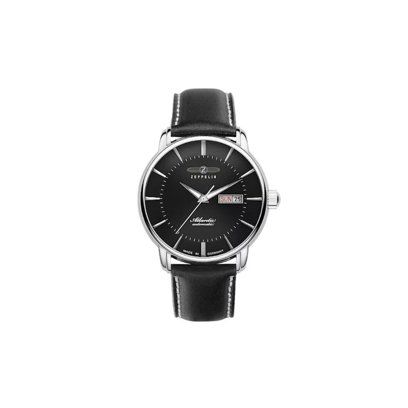 Zeppelin Atlantic Automatic Watch, Black, 41 mm, Day and date, Leather, 8466-2