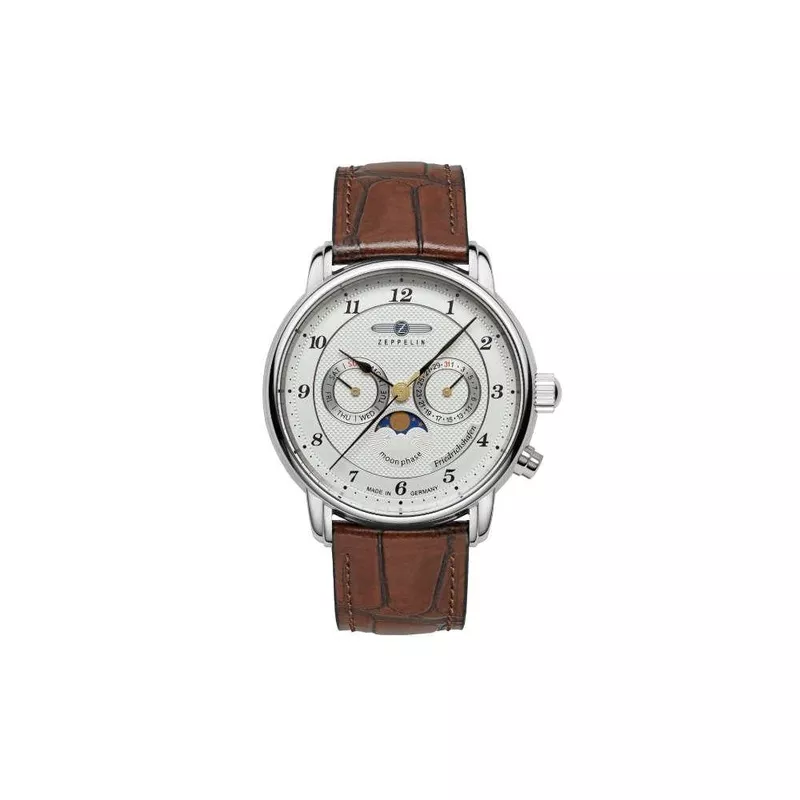 Zeppelin Friedrichshafen Moon Phase Quartz Watch, White, 40 mm, 8536-1