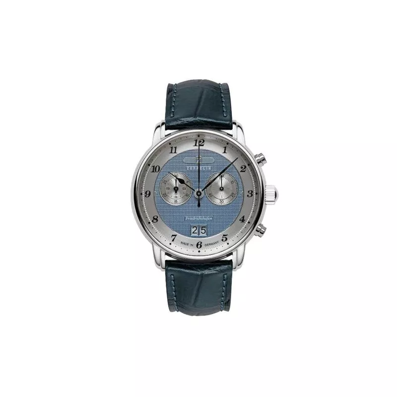 Zeppelin Friedrichshafen Quartz Watch, Blue, 40 mm, Chronograph, 8584-3