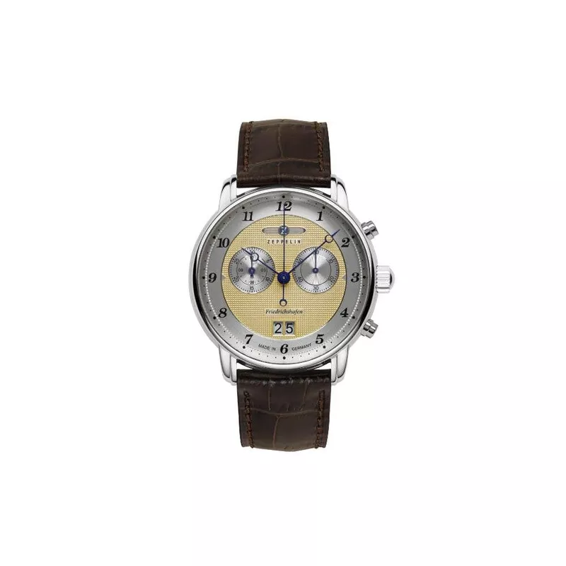 Zeppelin Friedrichshafen Quartz Watch, Golden, 40 mm, Chronograph, 8584-5