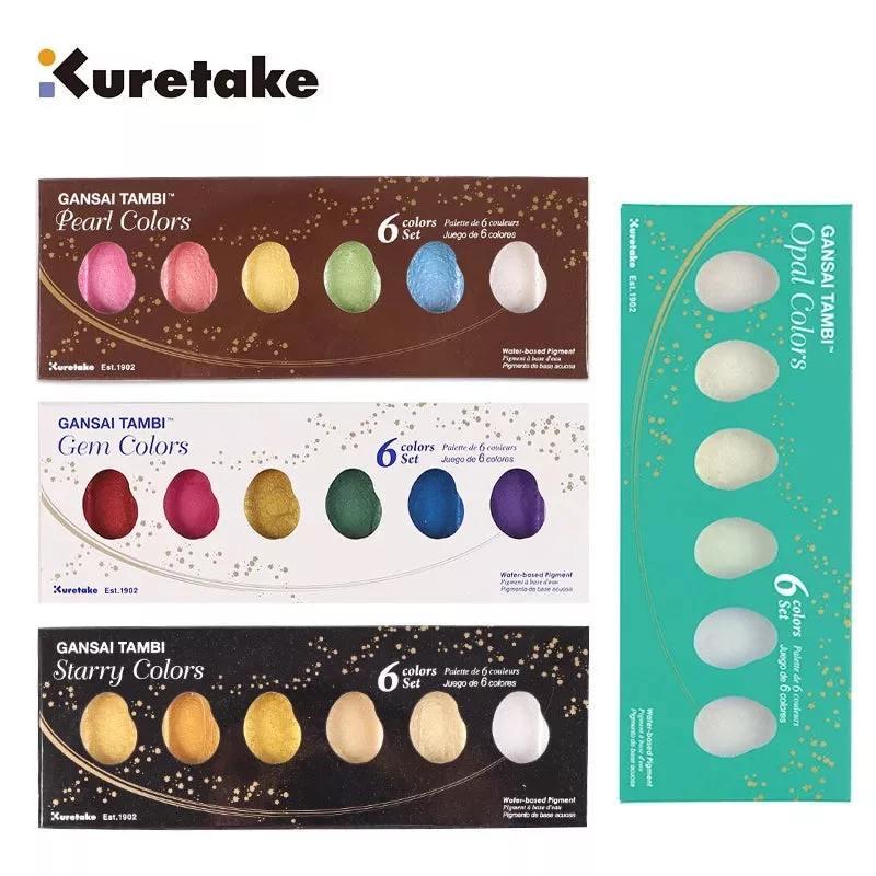 Zigkuretake gansai tambi estrelado/prola/opala, tintas metlicas em ouro 6 cores, conjunto de pintura