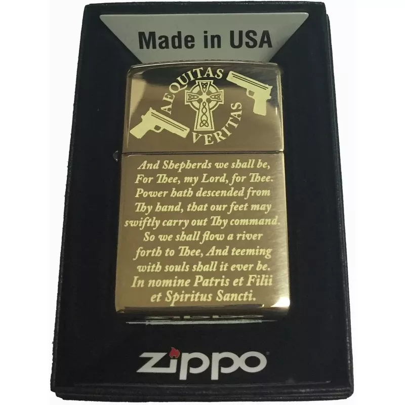 Zippo - Boondock Saints Prayer Lighter Brush Gold, High Resolution and Not Fade
