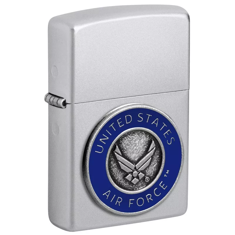 Zippo United States Air Force Emblem Art Satin Chrome Lighter